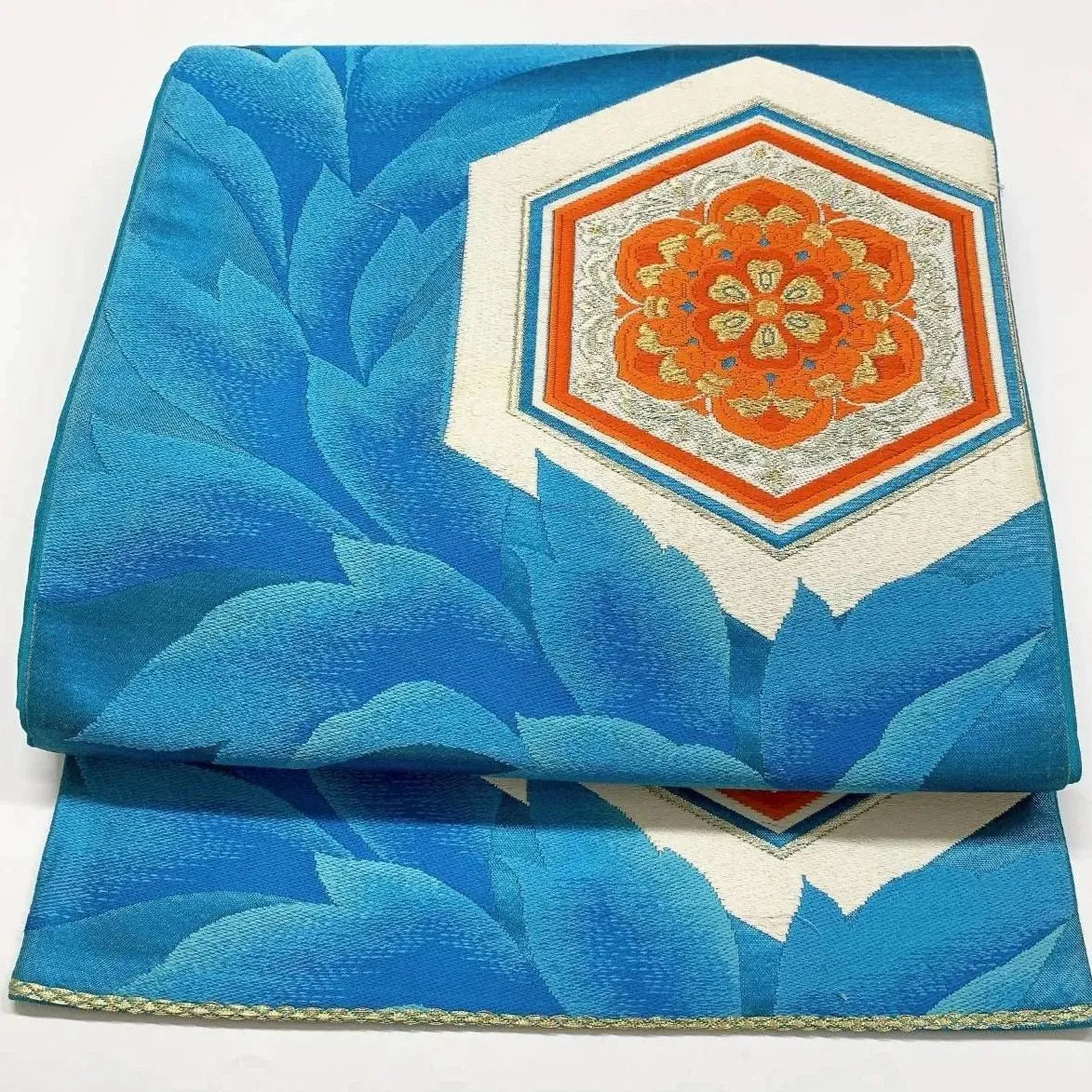 6367# Japanese Vintage Fukuro Obi Belt Kimono Fabric Silk Traditional Embroidery