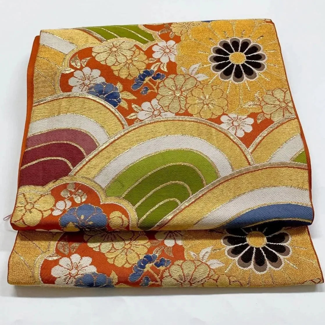 6368# Japanese Vintage Fukuro Obi Belt Kimono Fabric Silk Traditional