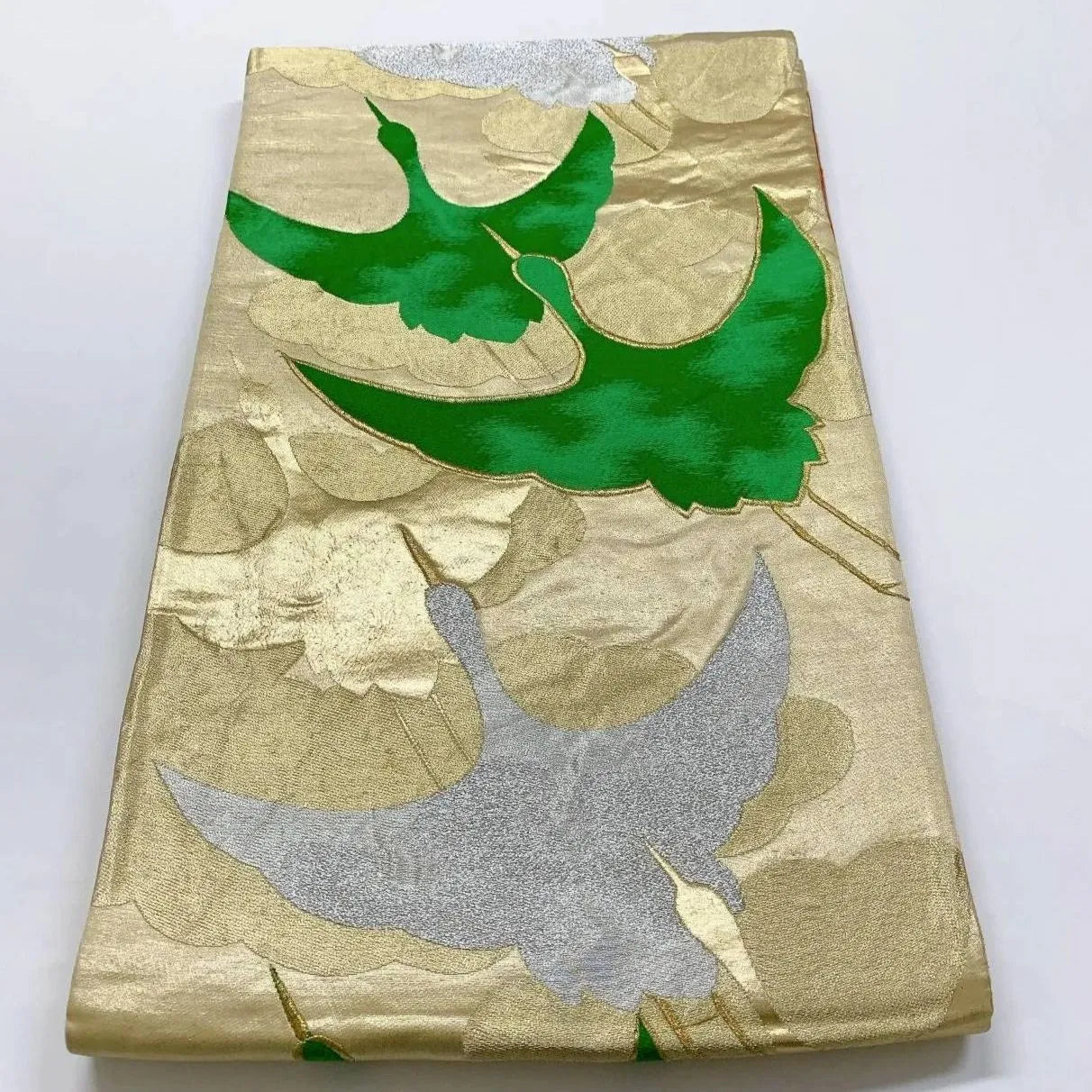 6374# Japanese Vintage Fukuro Obi Belt Kimono Fabric Silk Traditional Untailored