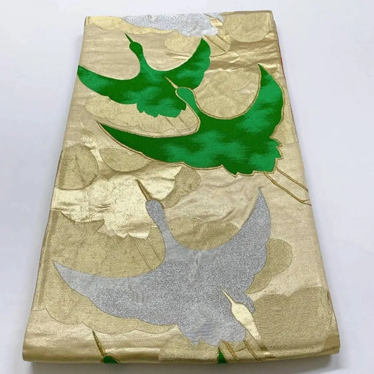 6374# Japanese Vintage Fukuro Obi Belt Kimono Fabric Silk Traditional Untailored