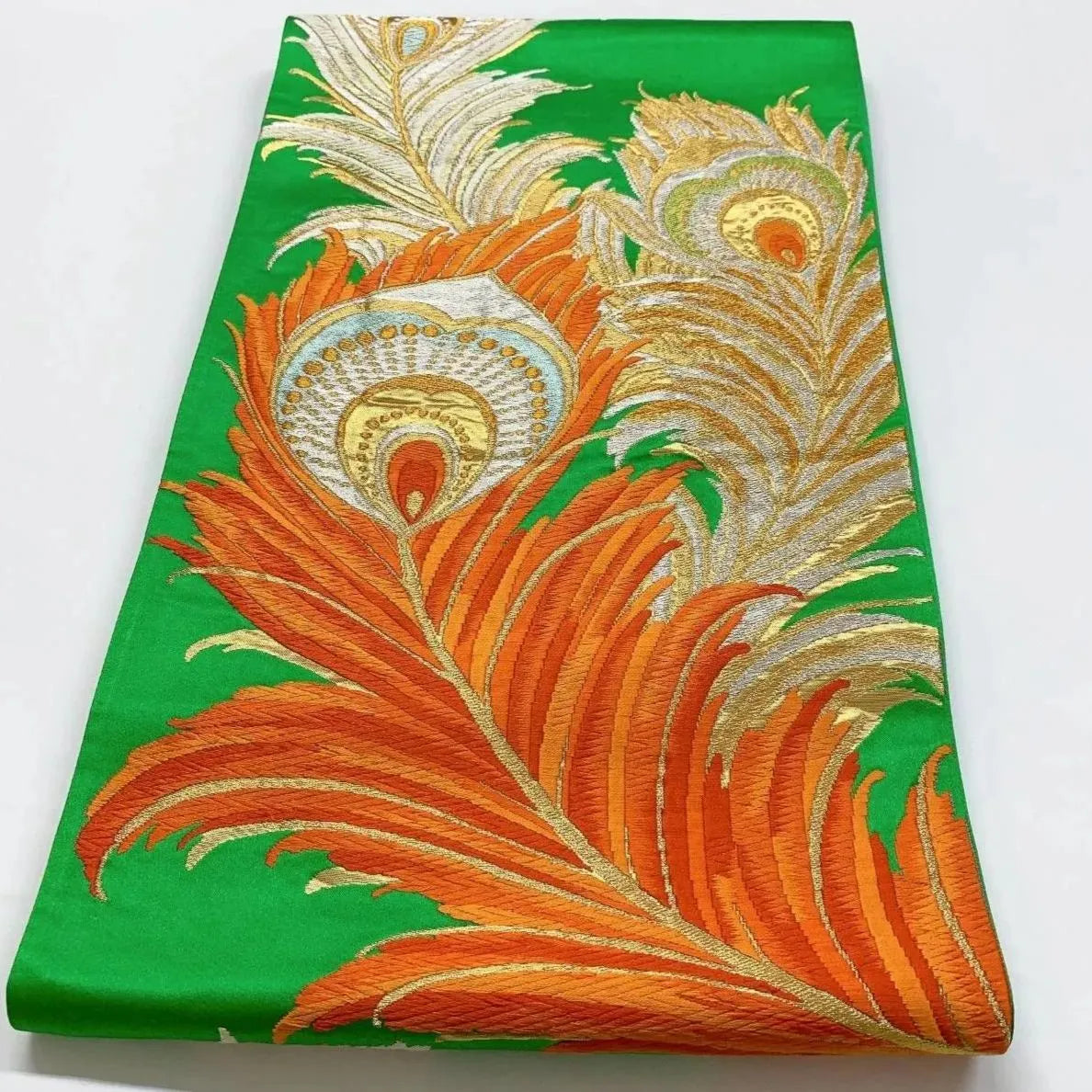 6375# Japanese Vintage Fukuro Obi Belt Kimono Fabric Silk Traditional Embroidery