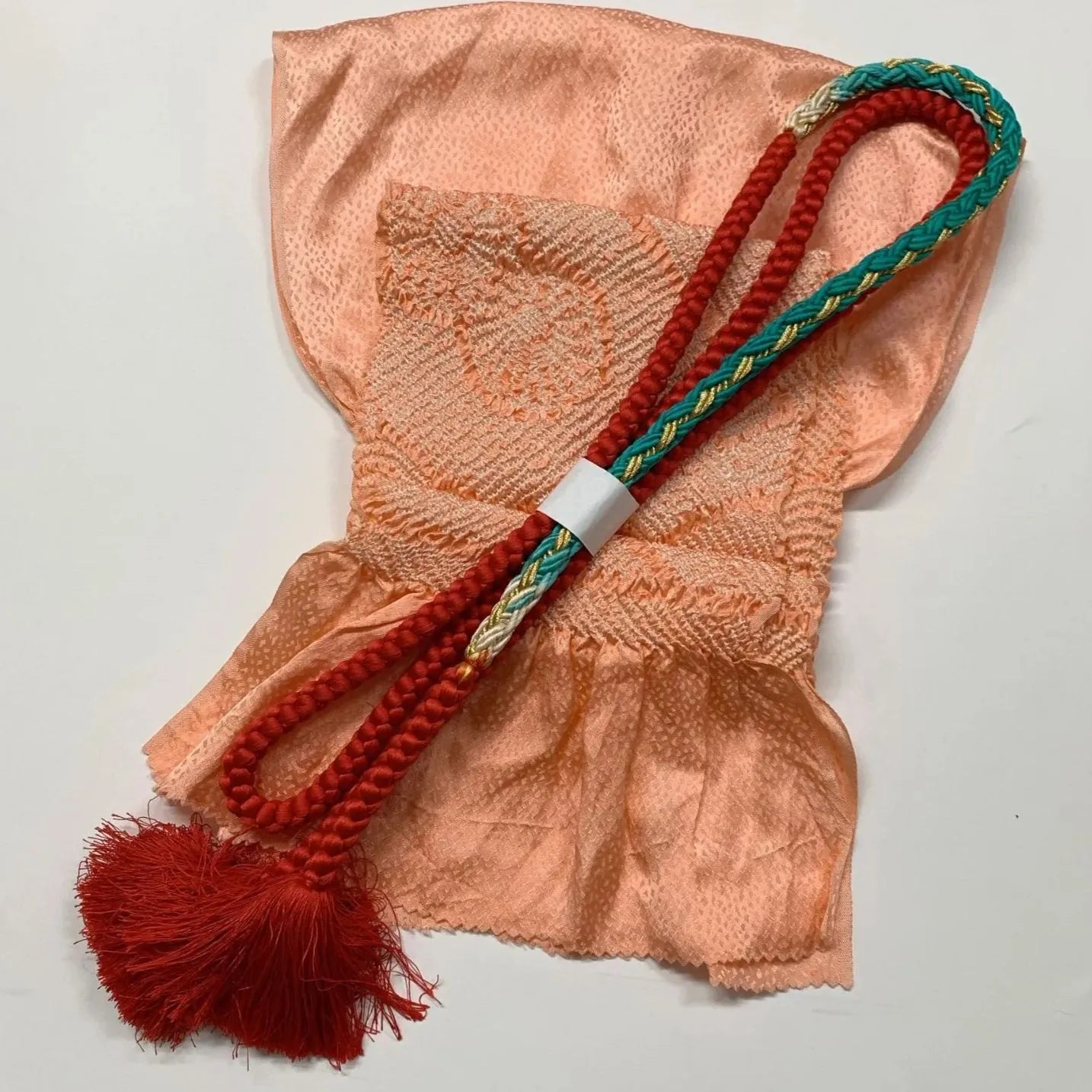 6495# Japanese Kimono Accessory Obiage and Obijime 2-piece Set Silk Shibori