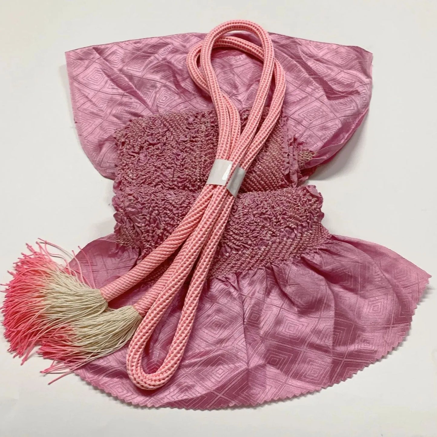 6498# Japanese Kimono Accessory Obiage and Obijime 2-piece Set Silk Shibori