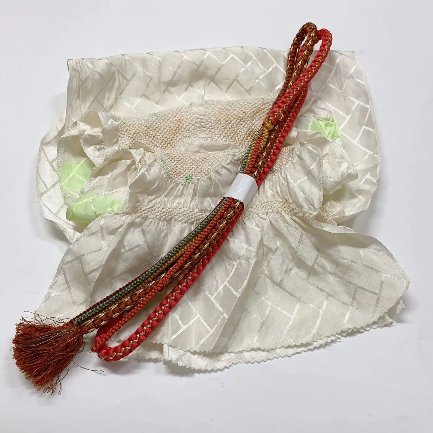 6499# Japanese Kimono Accessory Obiage and Obijime 2-piece Set Silk Shibori