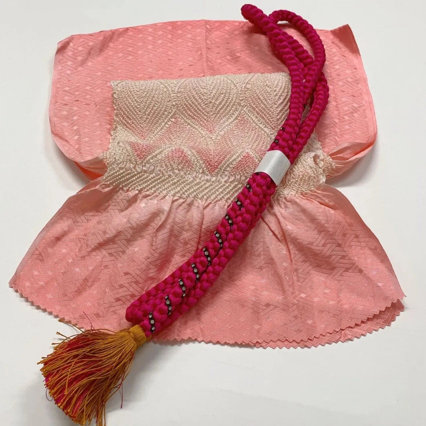 6503# Japanese Kimono Accessory Obiage and Obijime 2-piece Set Silk Shibori