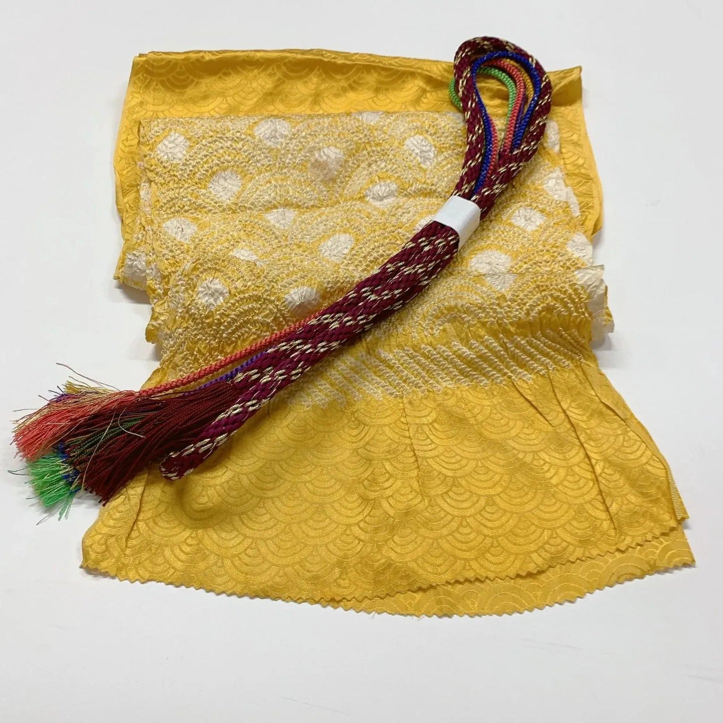 6504# Japanese Kimono Accessory Obiage and Obijime 2-piece Set Silk Shibori