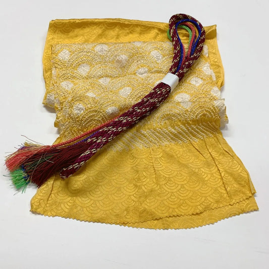 6504# Japanese Kimono Accessory Obiage and Obijime 2-piece Set Silk Shibori