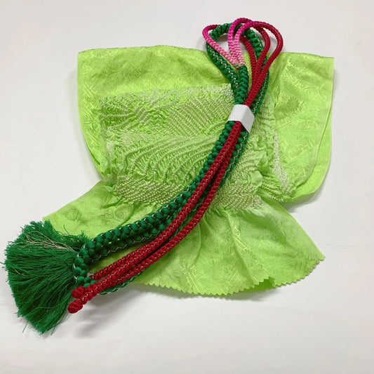 6505# Japanese Kimono Accessory Obiage and Obijime 2-piece Set Silk Shibori