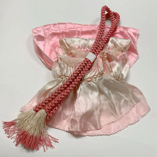 6506# Japanese Kimono Accessory Obiage and Obijime 2-piece Set Silk Shibori