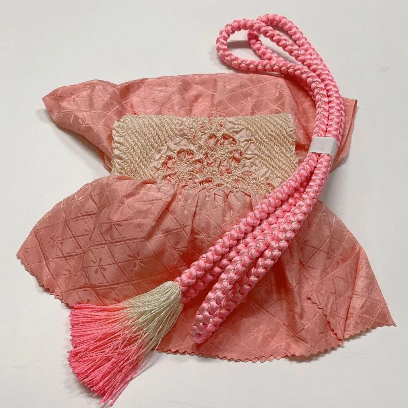 6508# Japanese Kimono Accessory Obiage and Obijime 2-piece Set Silk Shibori