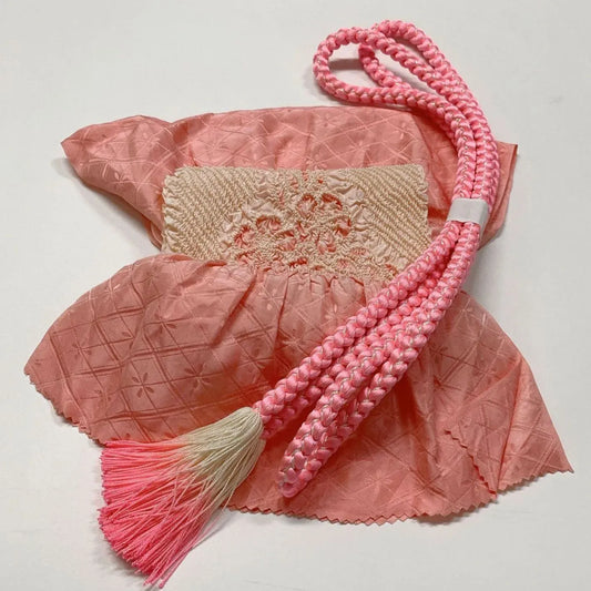 6508# Japanese Kimono Accessory Obiage and Obijime 2-piece Set Silk Shibori