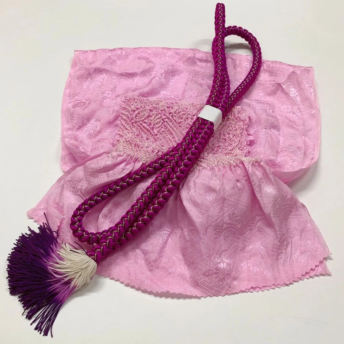 6511# Japanese Kimono Accessory Obiage and Obijime 2-piece Set Silk Shibori