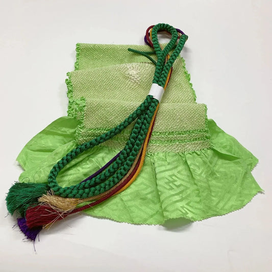 6519# Japanese Kimono Accessory Obiage and Obijime 2-piece Set Silk Shibori