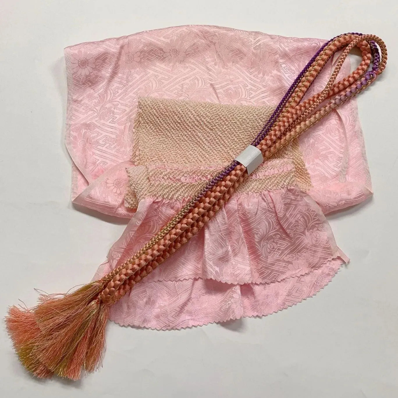 6524# Japanese Kimono Accessory Obiage and Obijime 2-piece Set Silk Shibori