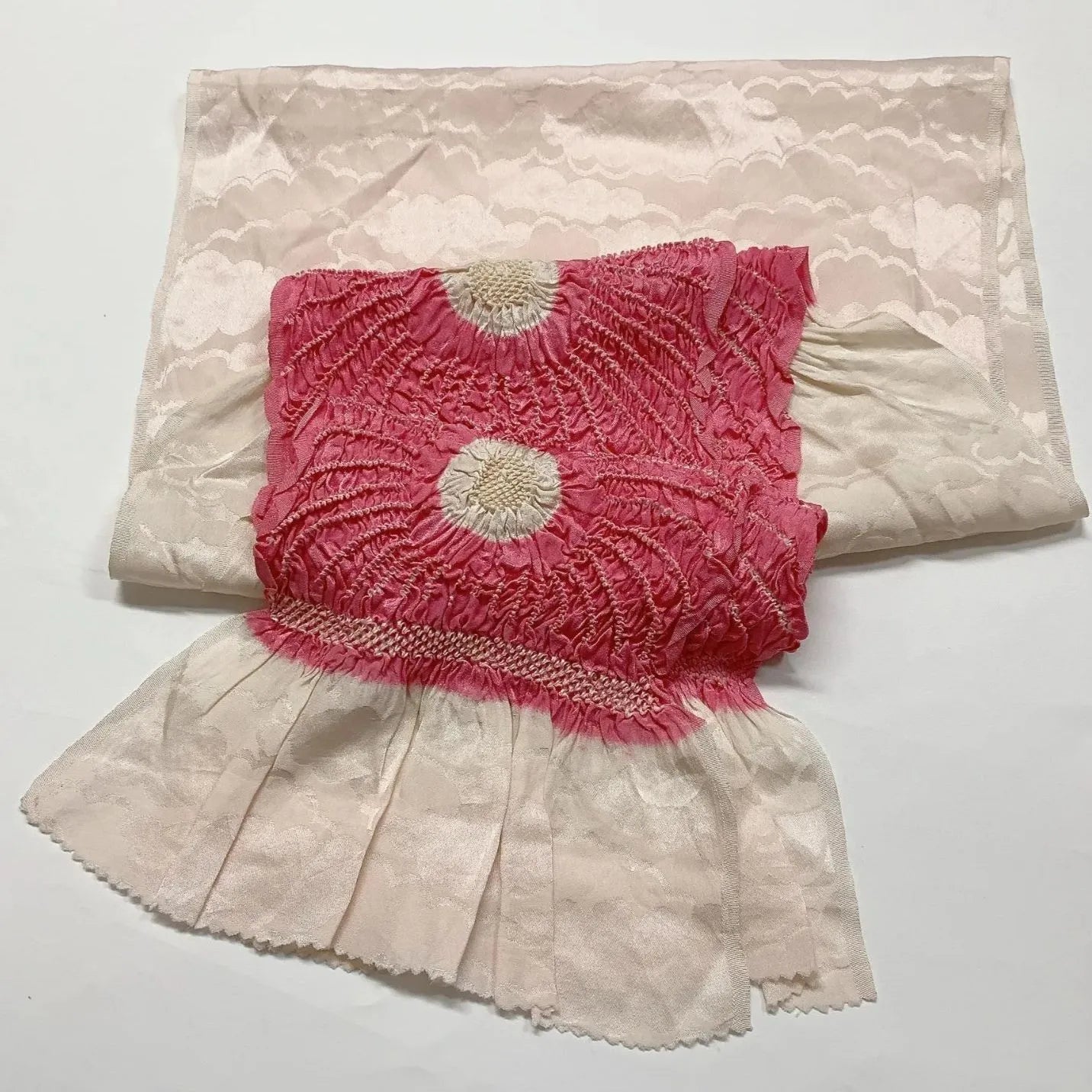 6527# Japanese Kimono Accessory Obiage and Obijime 2-piece Set Silk Shibori