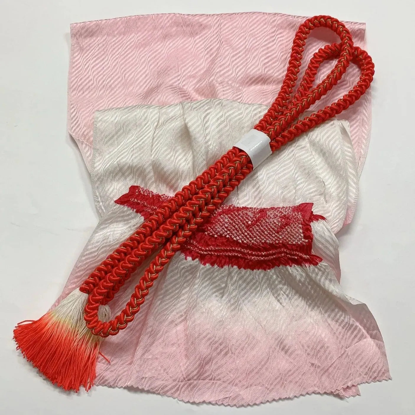 6529# Japanese Kimono Accessory Obiage and Obijime 2-piece Set Silk Shibori