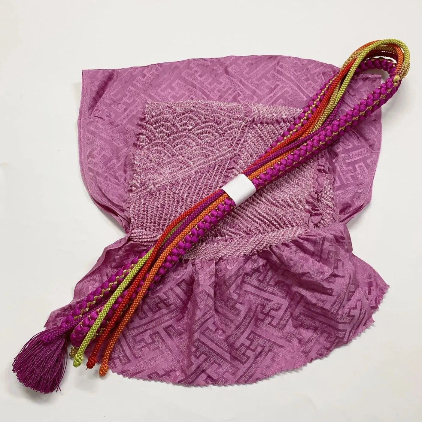 6530# Japanese Kimono Accessory Obiage and Obijime 2-piece Set Silk Shibori