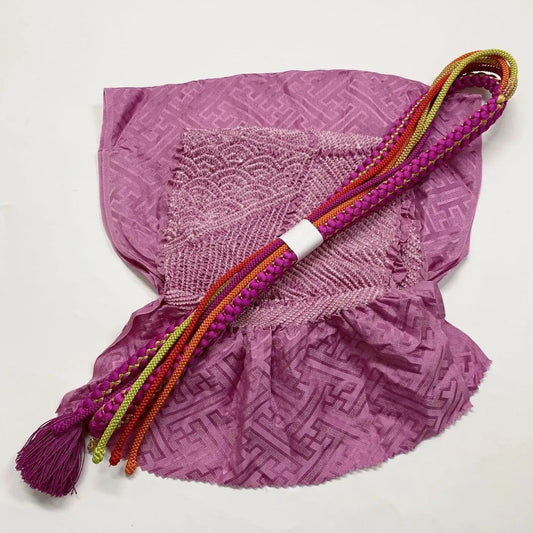 6530# Japanese Kimono Accessory Obiage and Obijime 2-piece Set Silk Shibori