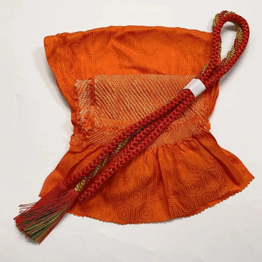 6532# Japanese Kimono Accessory Obiage and Obijime 2-piece Set Silk Shibori