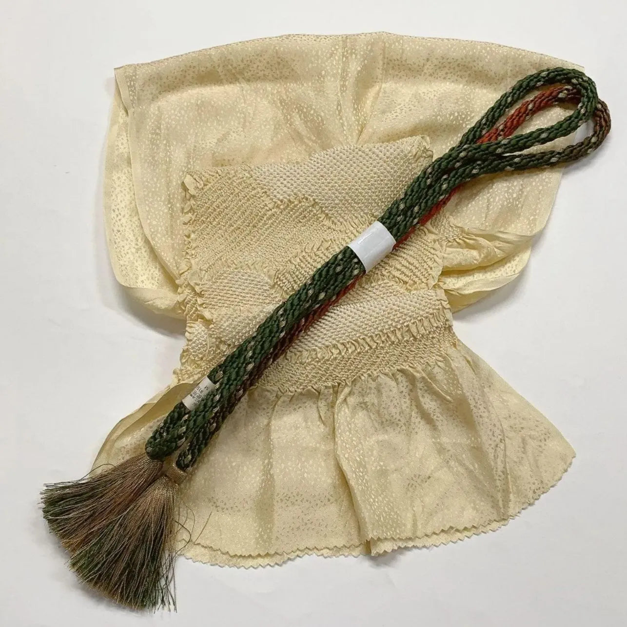 6533# Japanese Kimono Accessory Obiage and Obijime 2-piece Set Silk Shibori