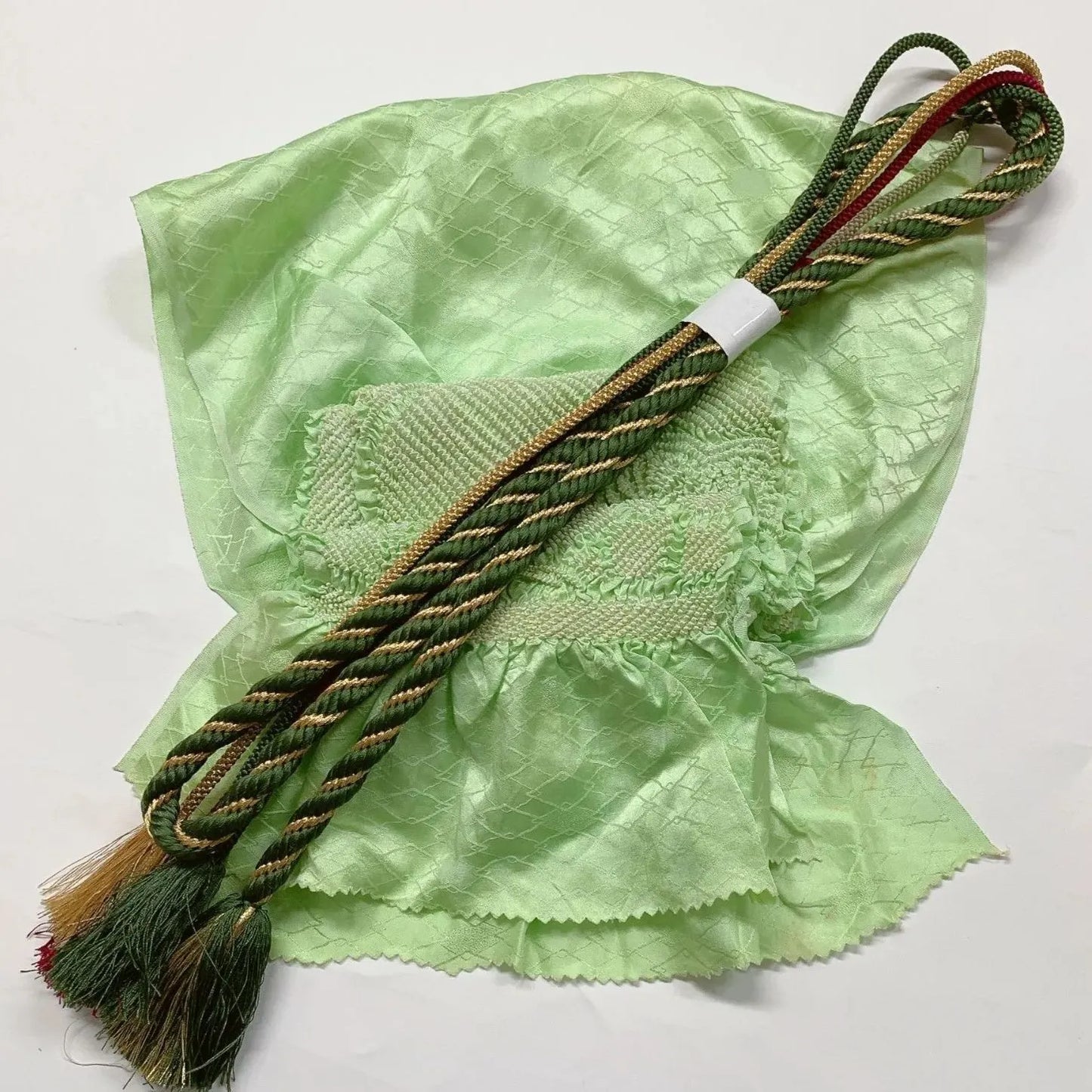 6539# Japanese Kimono Accessory Obiage and Obijime 2-piece Set Silk Shibori