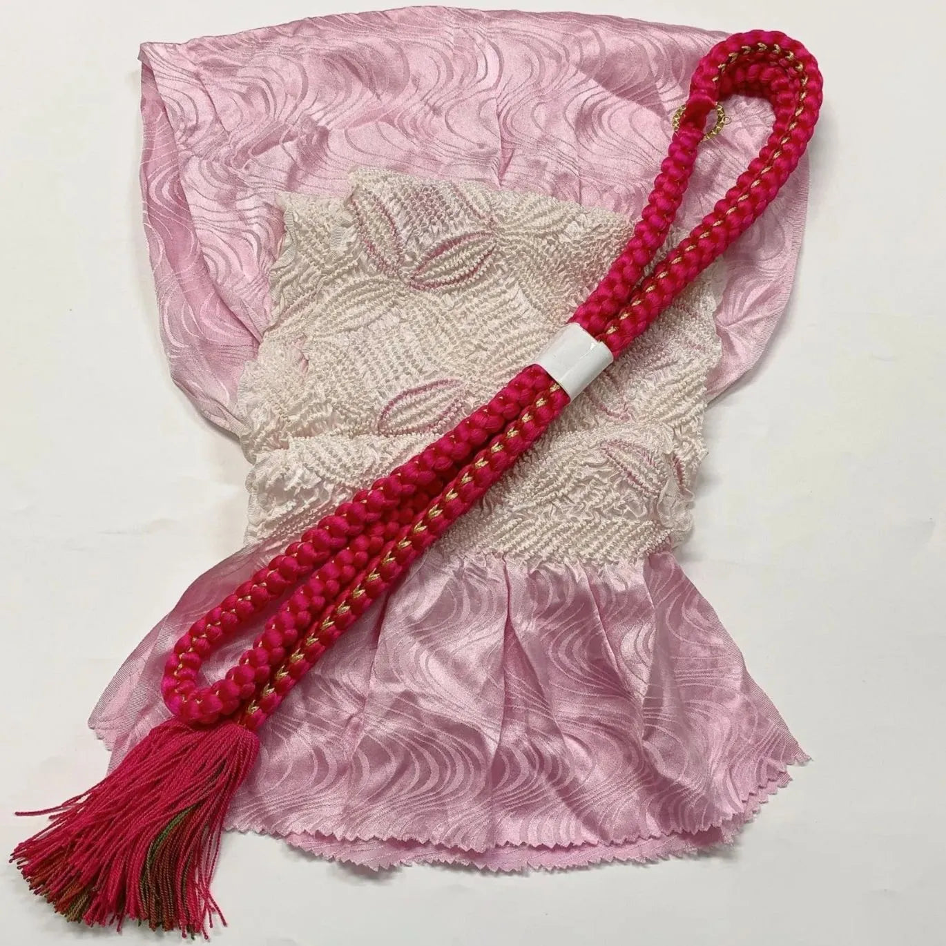 6540# Japanese Kimono Accessory Obiage and Obijime 2-piece Set Silk Shibori