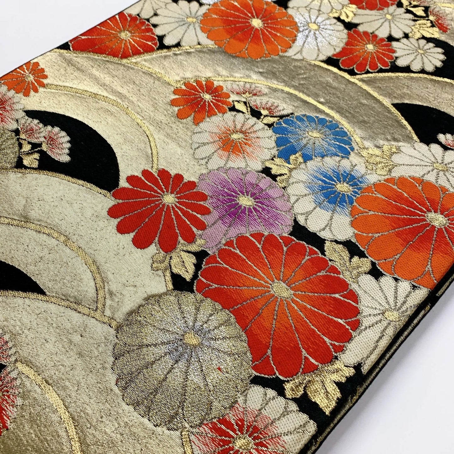 6544# Japanese Vintage Fukuro Obi Belt Kimono Fabric Silk Traditional Black