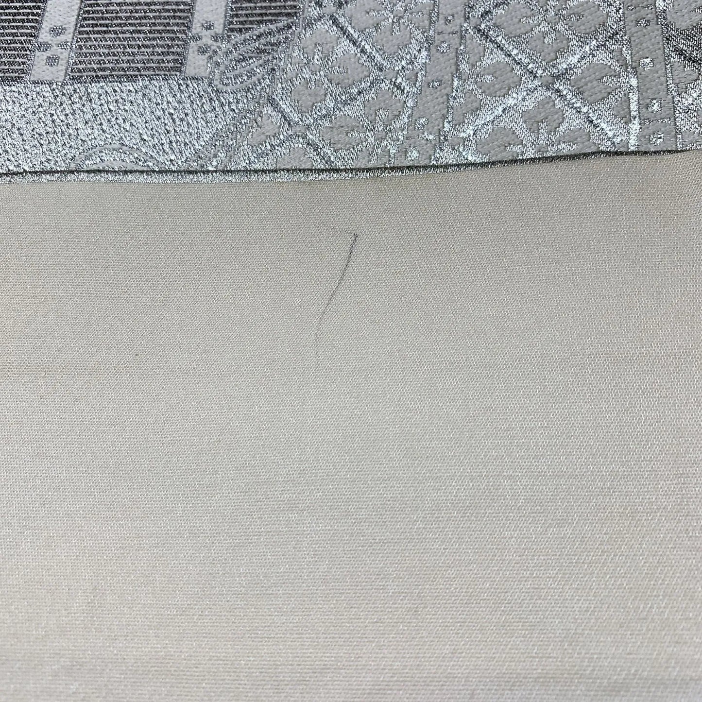 6547# Japanese Vintage Fukuro Obi Belt Kimono Fabric Silk Traditional Silver