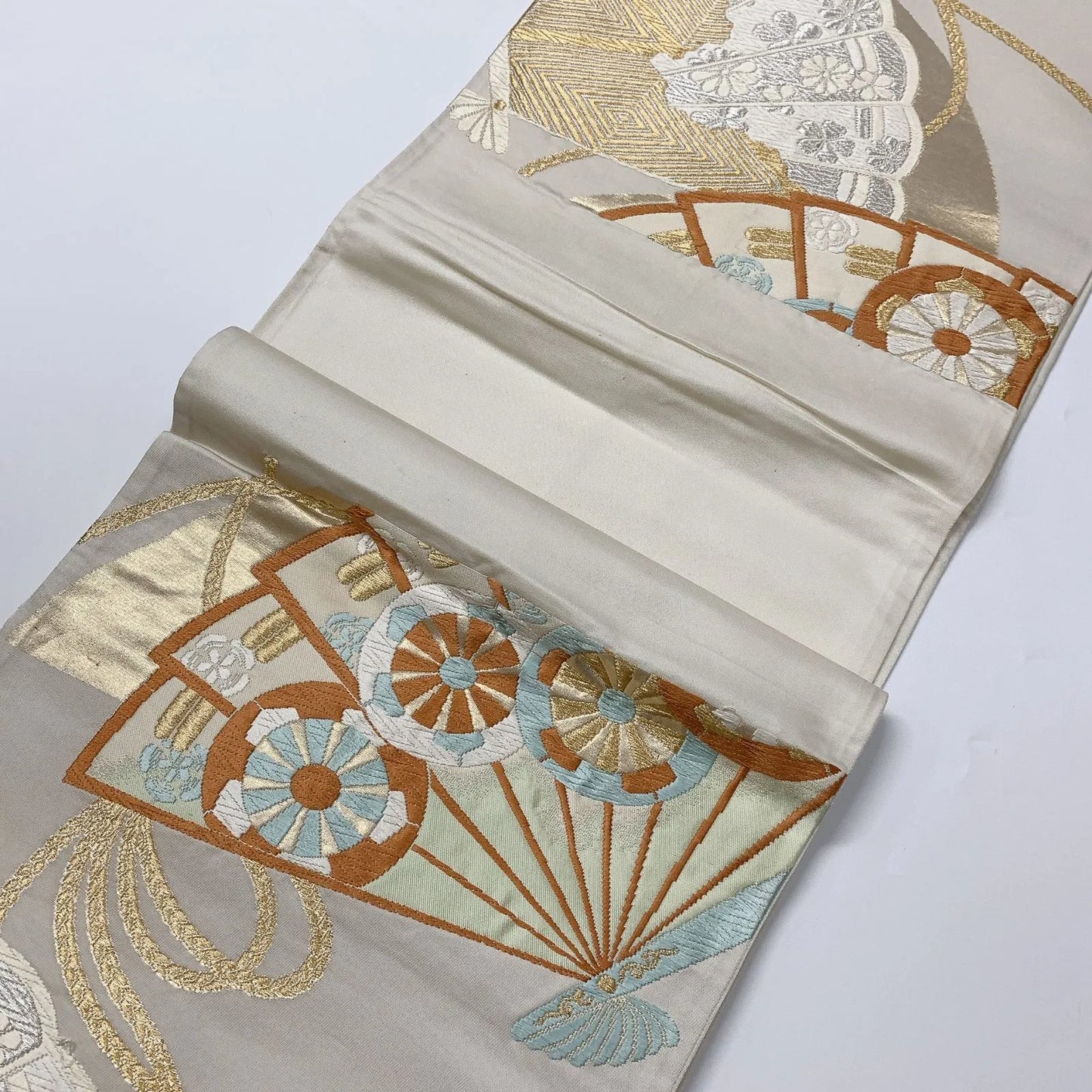 6550# Japanese Vintage Fukuro Obi Belt Kimono Fabric Silk Traditional Embroidery