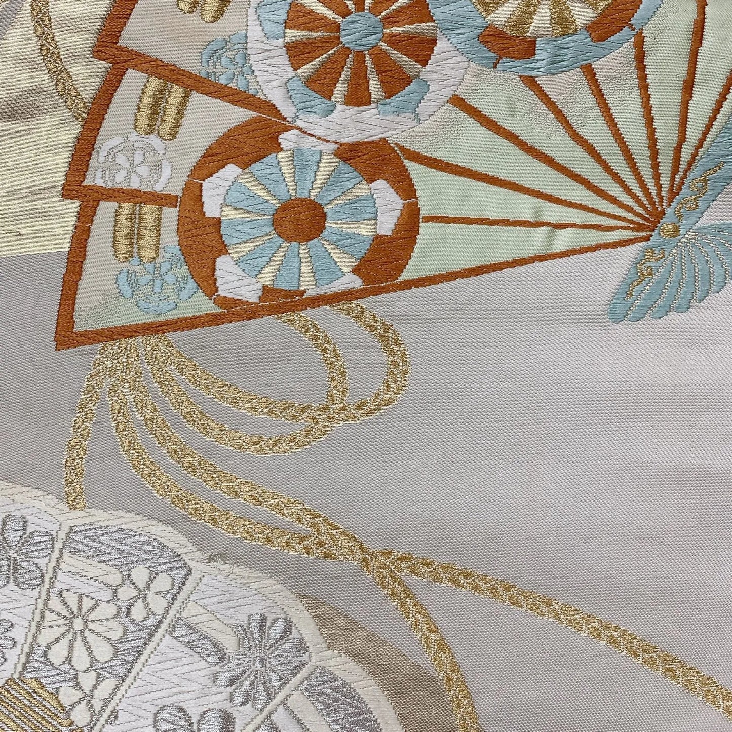 6550# Japanese Vintage Fukuro Obi Belt Kimono Fabric Silk Traditional Embroidery