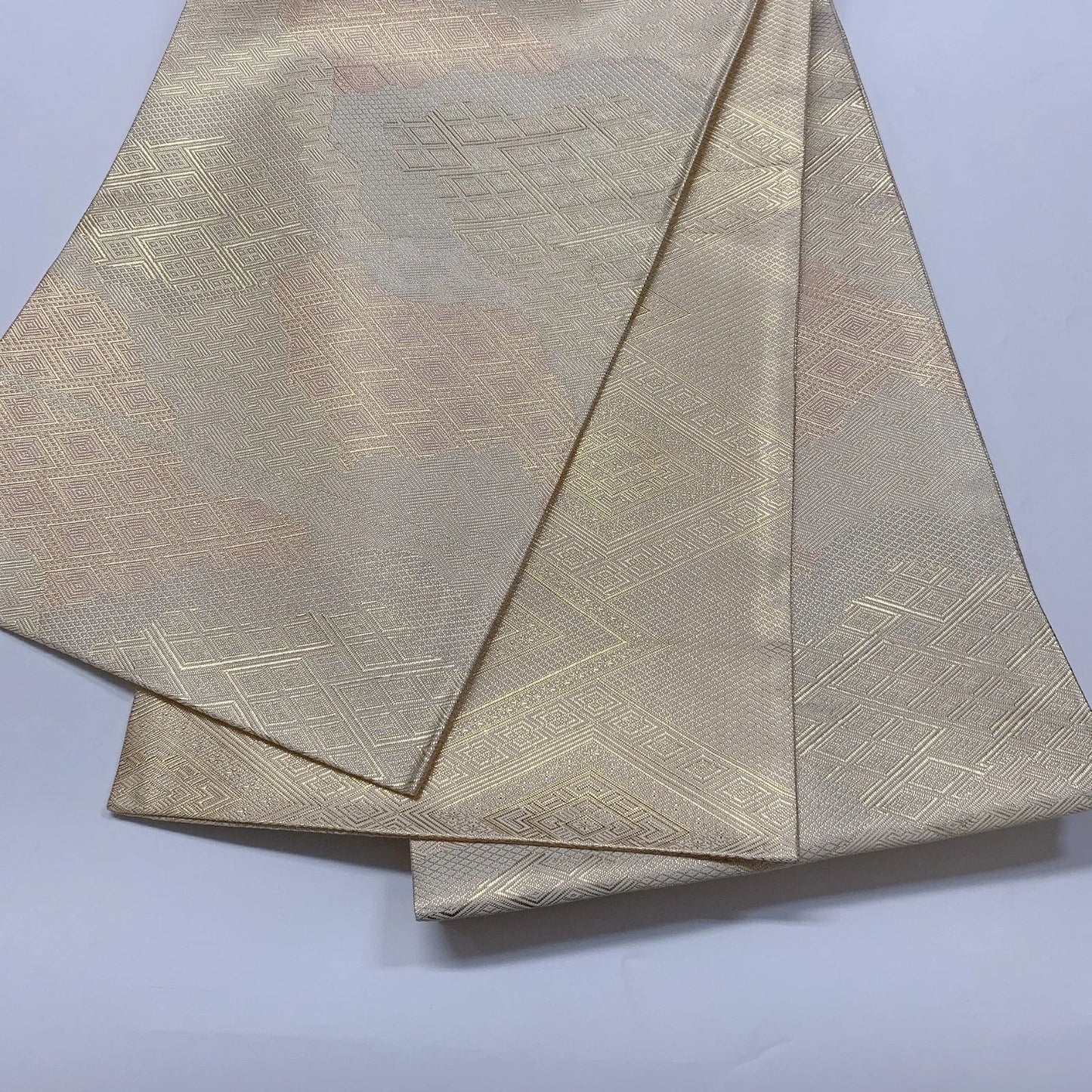 6551# Japanese Vintage Fukuro Obi Belt Kimono Fabric Silk Traditional Gold