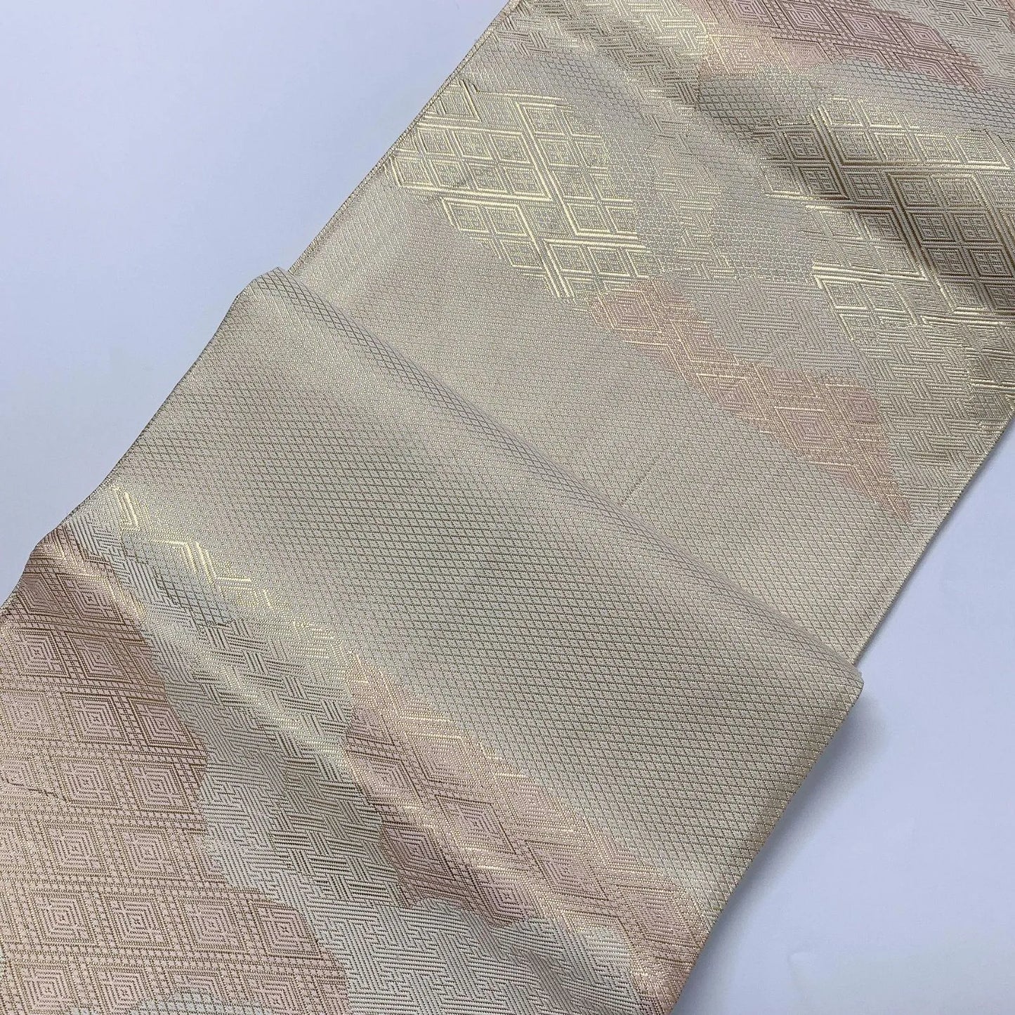 6551# Japanese Vintage Fukuro Obi Belt Kimono Fabric Silk Traditional Gold