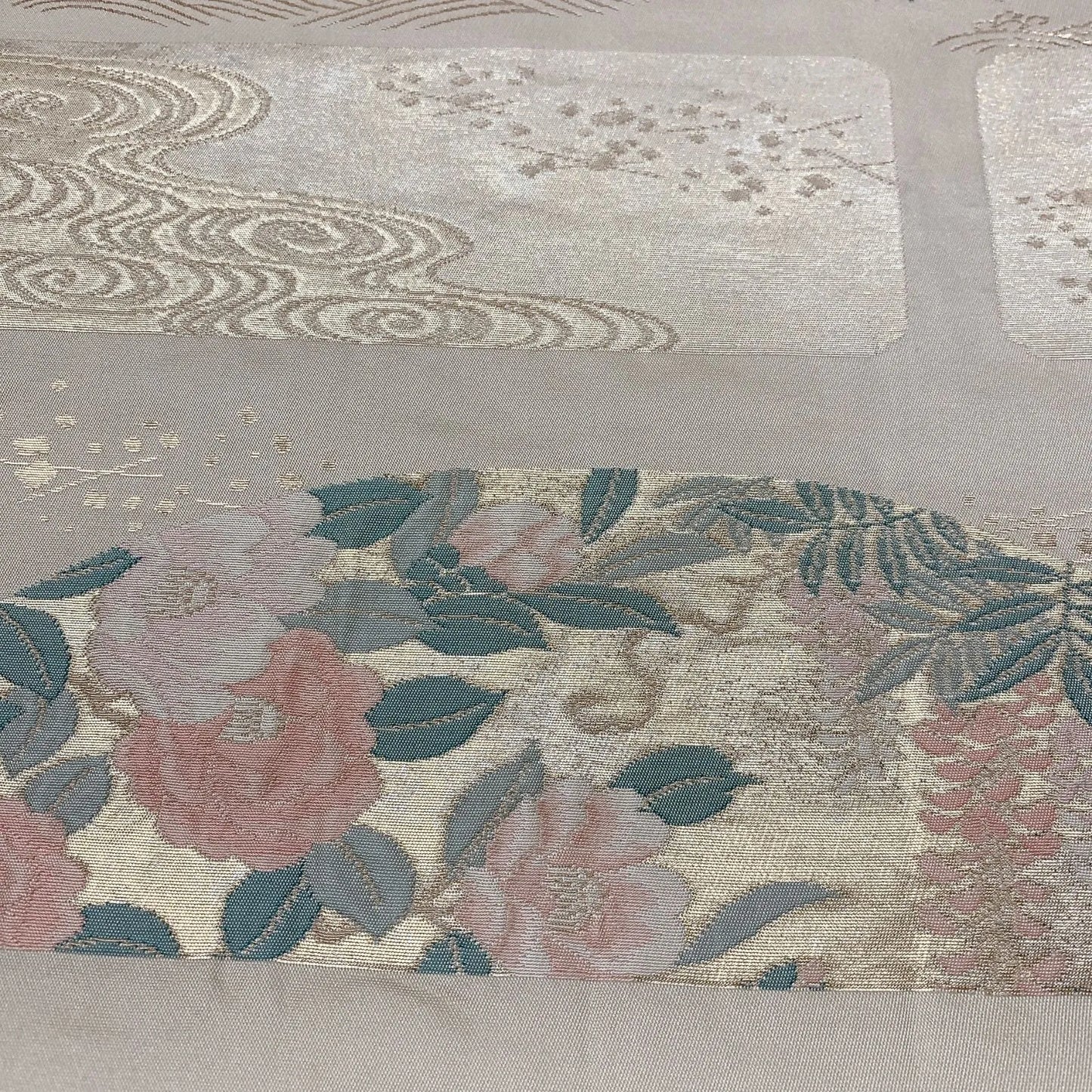 6559# Japanese Vintage Fukuro Obi Belt Kimono Fabric Silk Traditional Gold