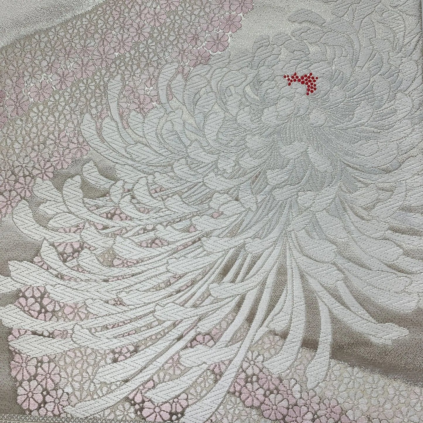 6561# Japanese Vintage Fukuro Obi Belt Kimono Fabric Silk Traditional Embroidery　