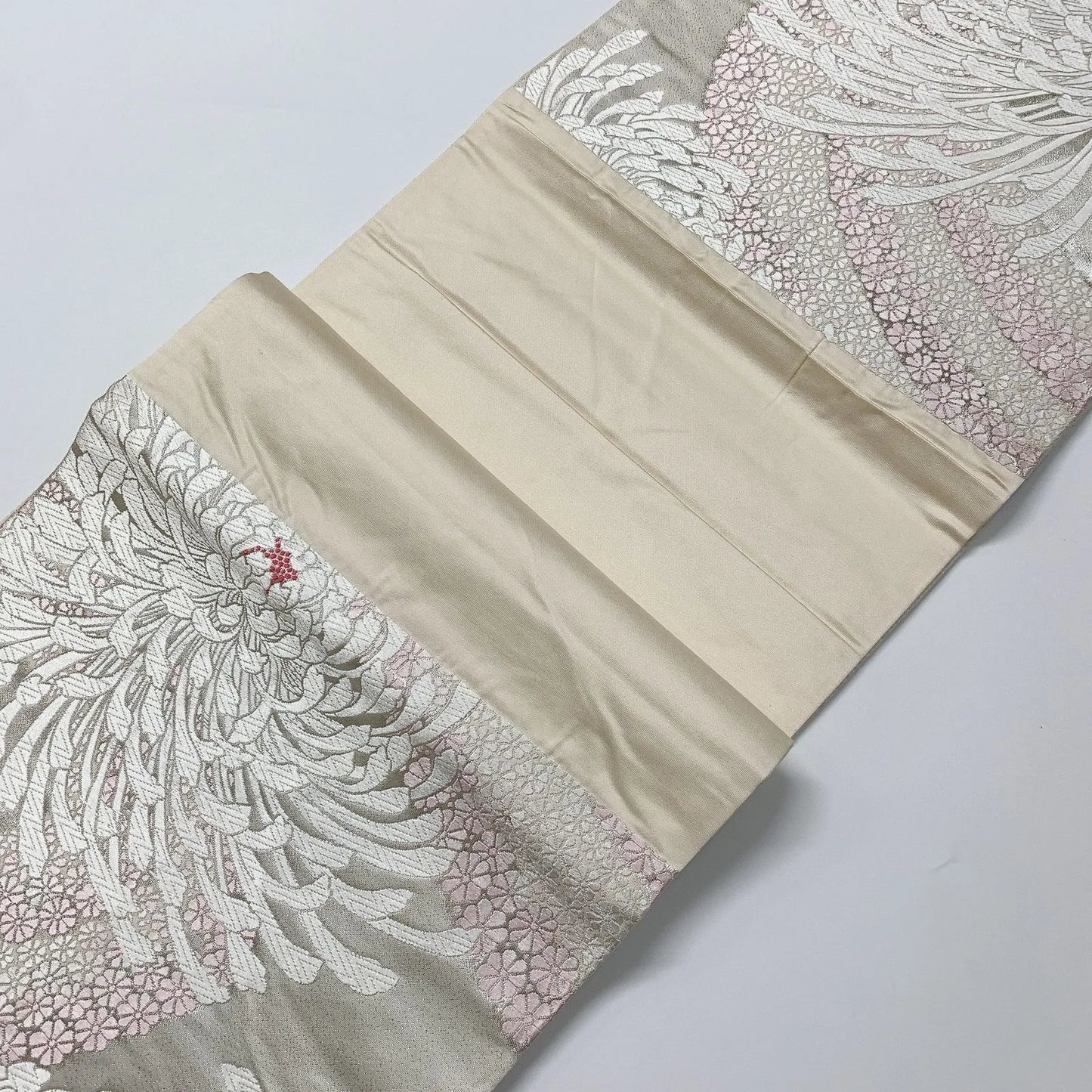 6561# Japanese Vintage Fukuro Obi Belt Kimono Fabric Silk Traditional Embroidery　