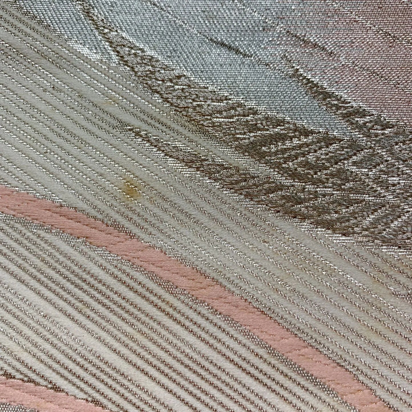 6568# Japanese Vintage Fukuro Obi Belt Kimono Fabric Silk Traditional Silver