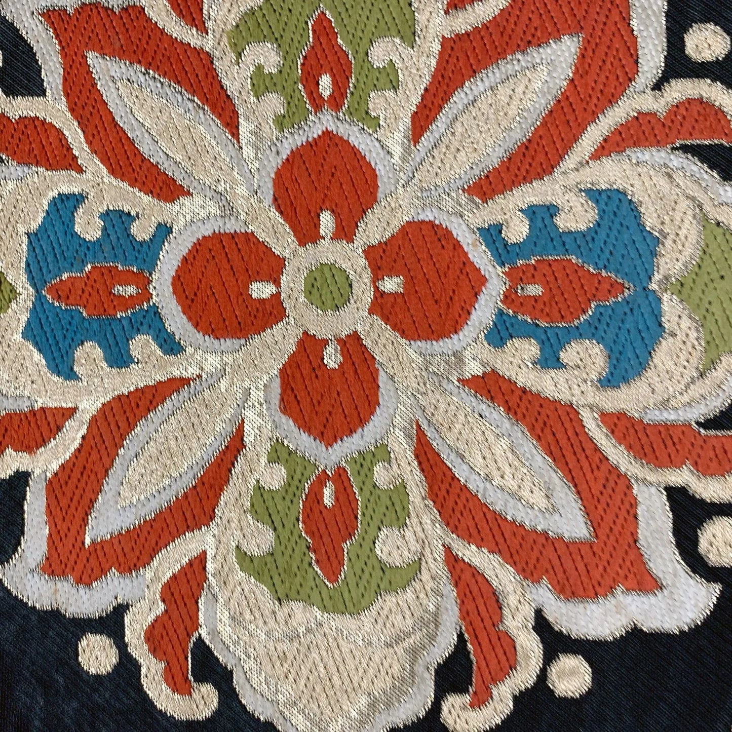 6569# Japanese Vintage Fukuro Obi Belt Kimono Fabric Silk Traditional Black