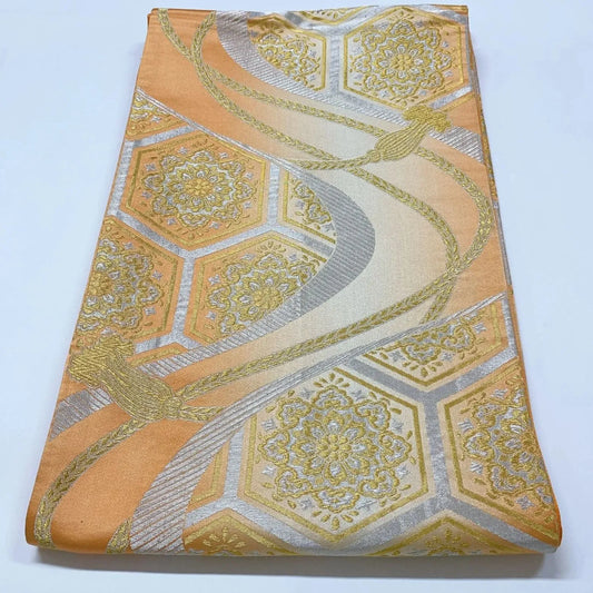 6543# Japanese Vintage Fukuro Obi Belt Kimono Fabric Silk Traditional