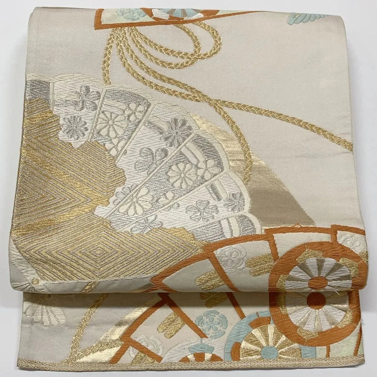 6550# Japanese Vintage Fukuro Obi Belt Kimono Fabric Silk Traditional Embroidery