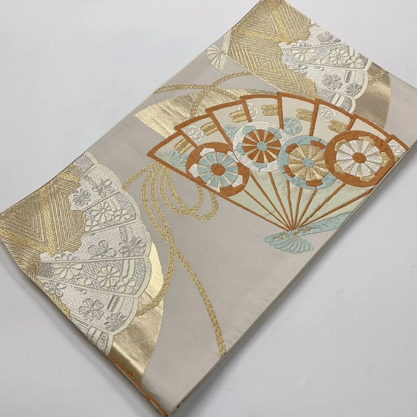 6550# Japanese Vintage Fukuro Obi Belt Kimono Fabric Silk Traditional Embroidery