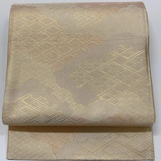 6551# Japanese Vintage Fukuro Obi Belt Kimono Fabric Silk Traditional Gold