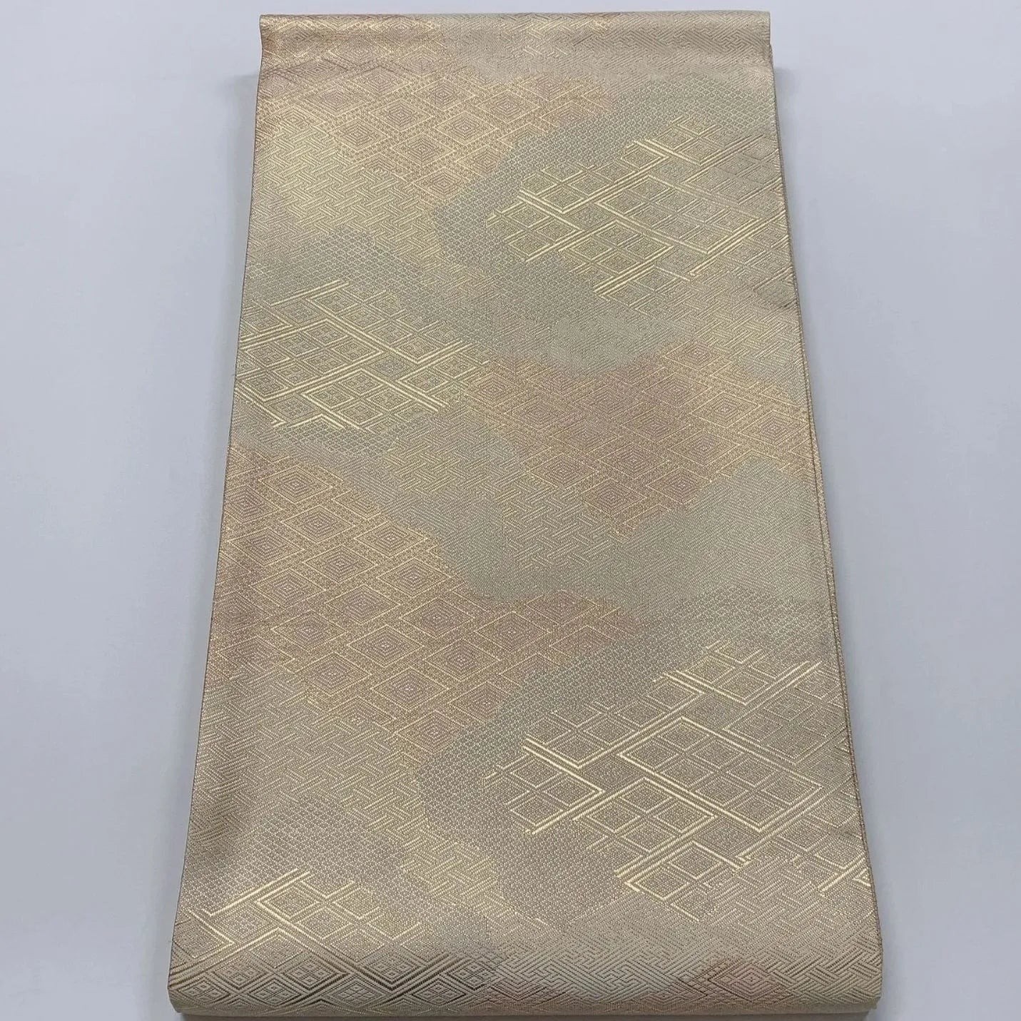 6551# Japanese Vintage Fukuro Obi Belt Kimono Fabric Silk Traditional Gold