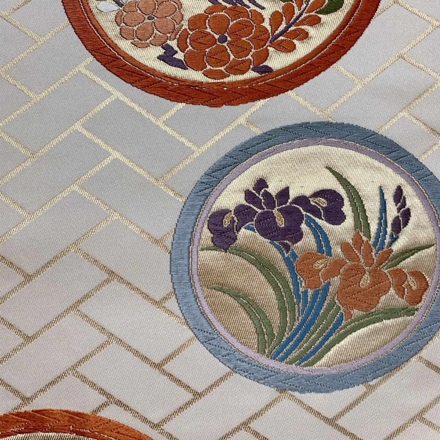 6571# Japanese Vintage Fukuro Obi Belt Kimono Fabric Silk Traditional Embroidery