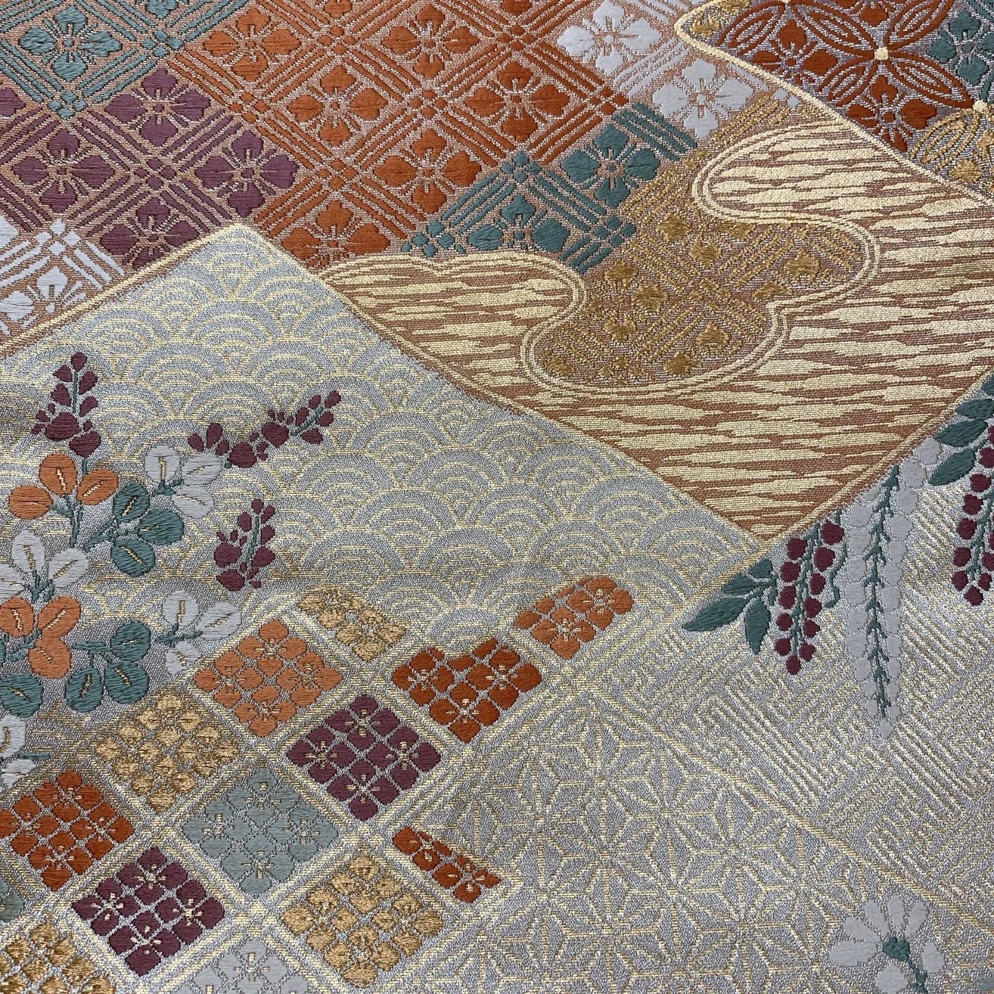 6573# Japanese Vintage Fukuro Obi Belt Kimono Fabric Silk Traditional Gold