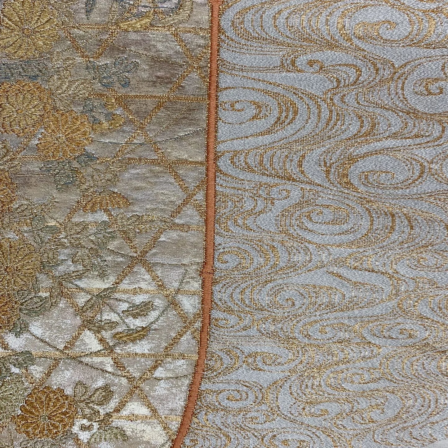 6574# Japanese Vintage Fukuro Obi Belt Kimono Fabric Silk Traditional