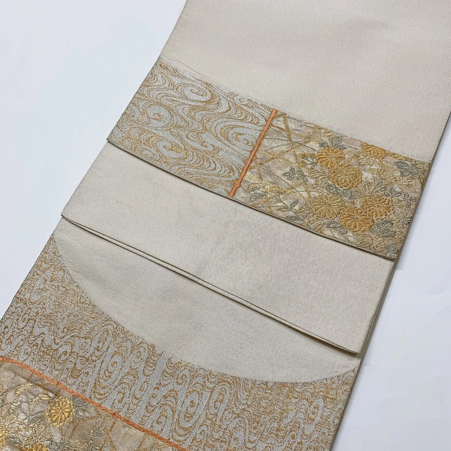 6574# Japanese Vintage Fukuro Obi Belt Kimono Fabric Silk Traditional