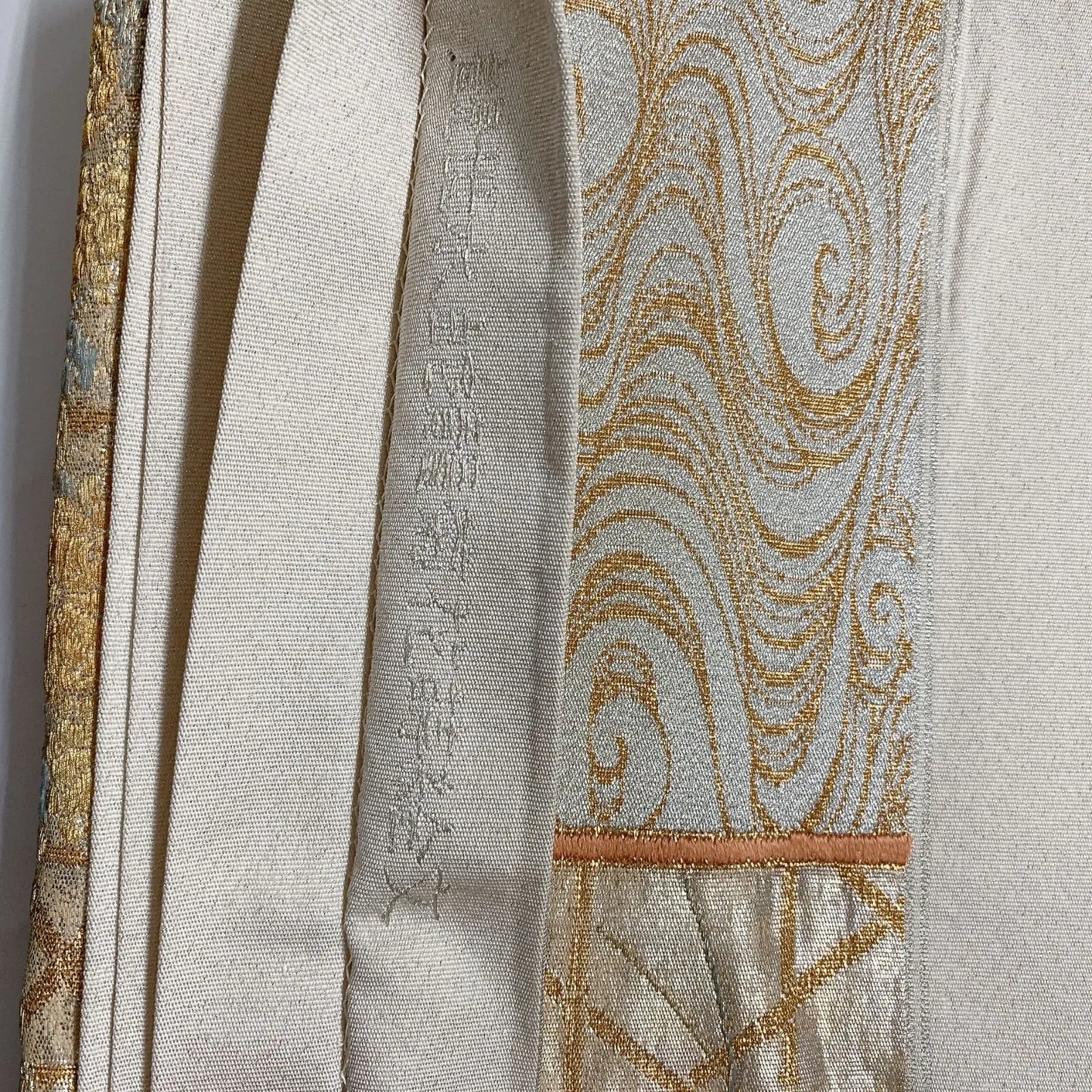 6574# Japanese Vintage Fukuro Obi Belt Kimono Fabric Silk Traditional