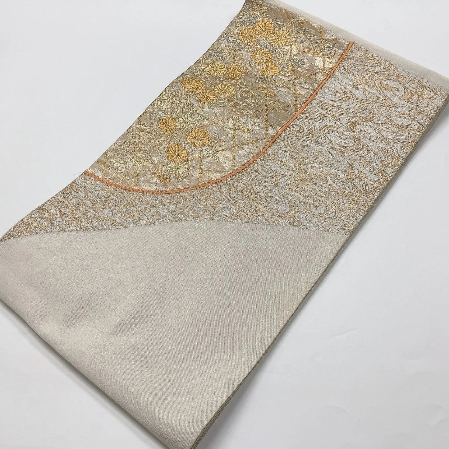 6574# Japanese Vintage Fukuro Obi Belt Kimono Fabric Silk Traditional