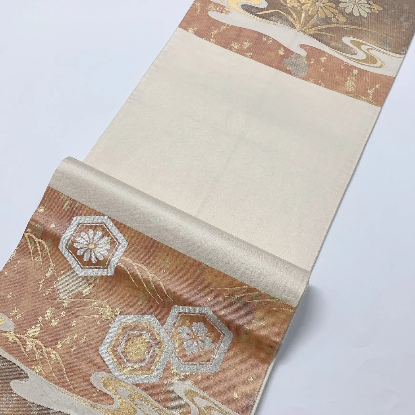 6575# Japanese Vintage Fukuro Obi Belt Kimono Fabric Silk Traditional