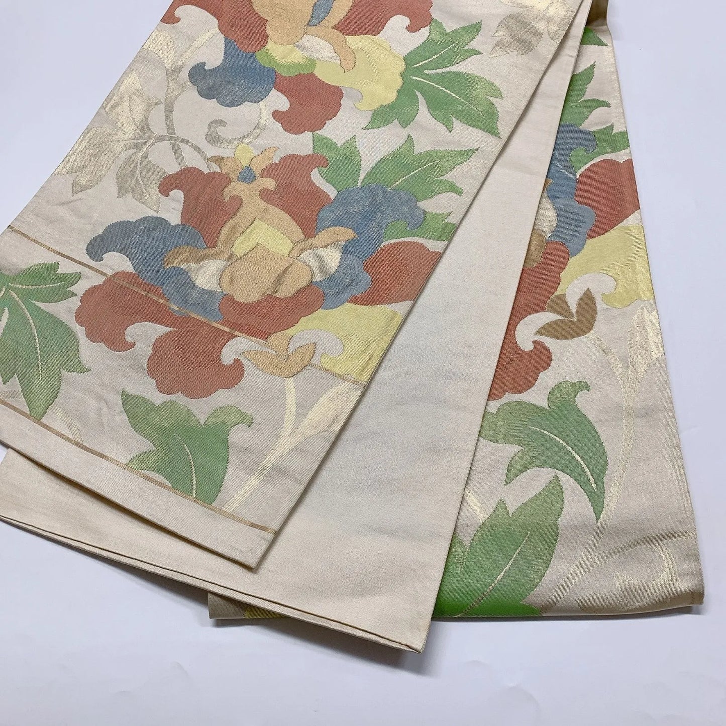 6576# Japanese Vintage Fukuro Obi Belt Kimono Fabric Silk Traditional Gold